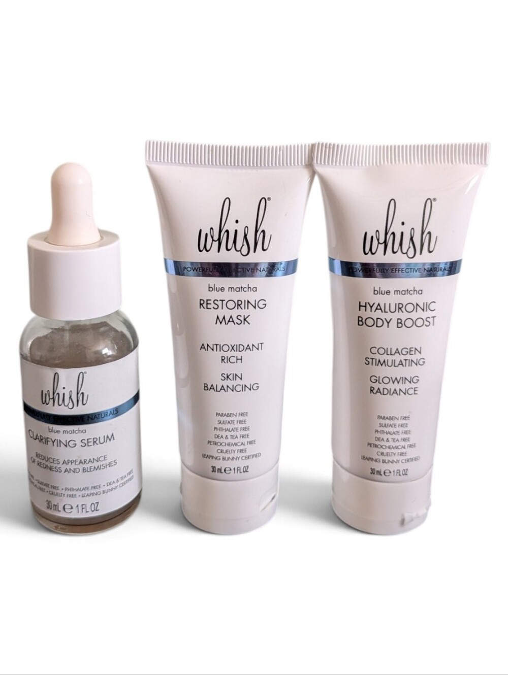 Whish Blue Matcha Skincare Set: Serum, Mask, and Body Boost